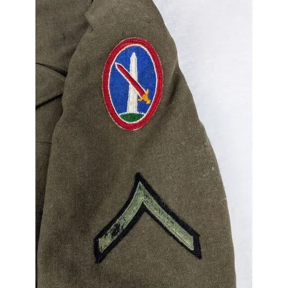 Vtg WWII 1945 Ike‎ Wool Field Jacket 36R Military Army District of Washington